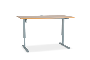 Squareline Height Adjustable Sit Stand Desk Beech Top Silver Frame