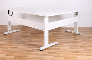 White Corner L Shape Sit Stand Height Adjustable Desk